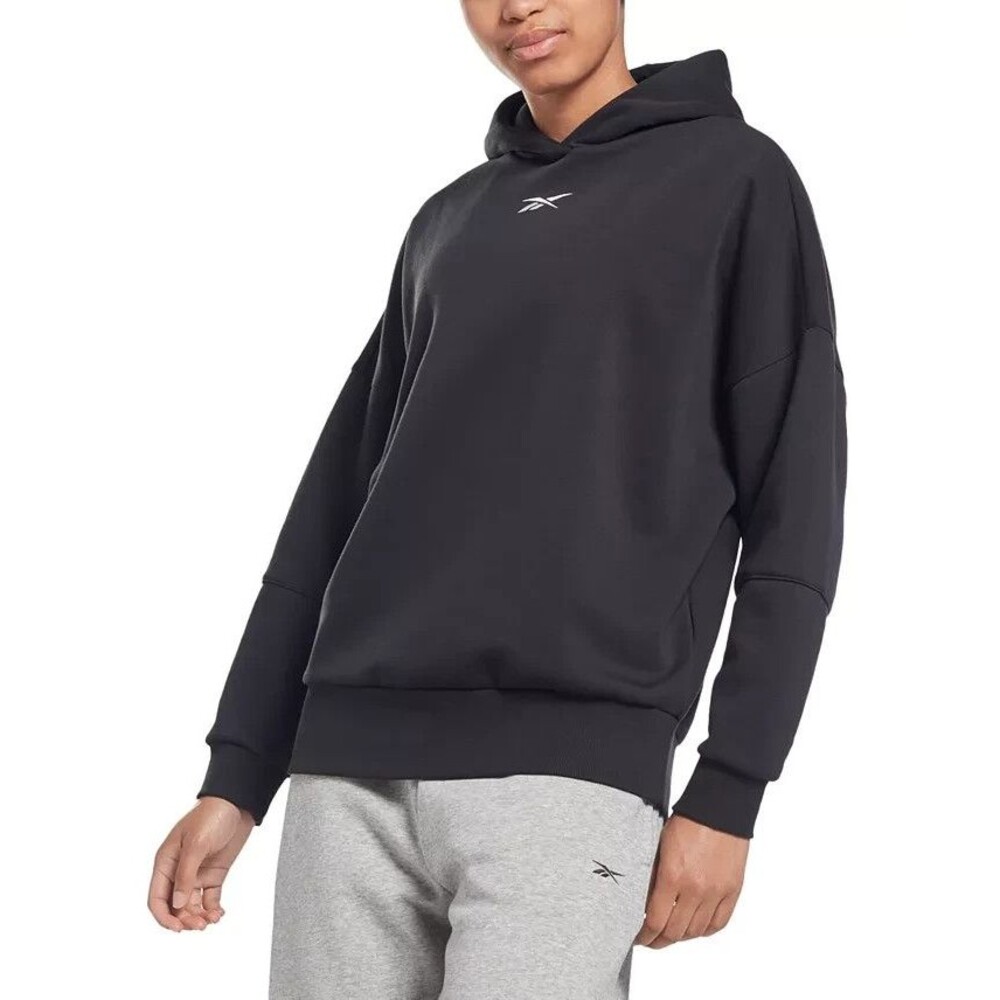 Reebok Women's Lux Oversized Pullover Sweatshirt Hoodie Logo Black M - Picture 5 of 5